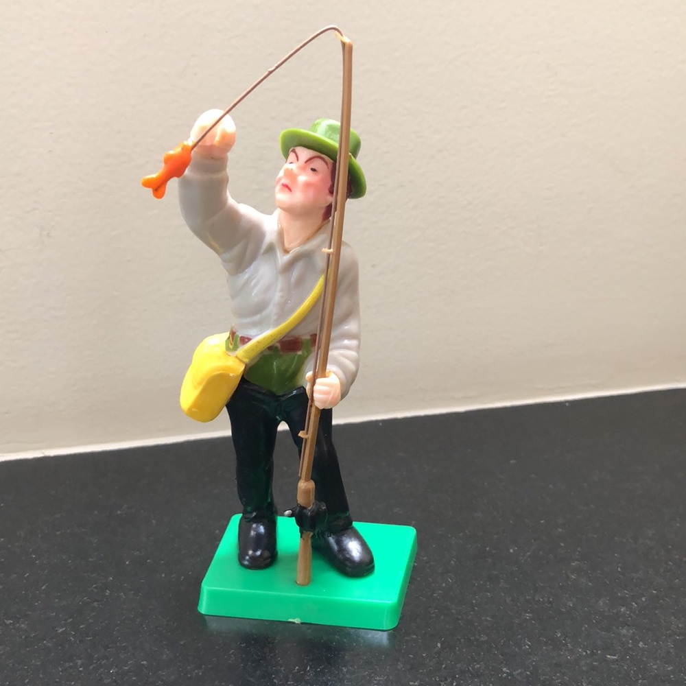 WILTON "Fishy Situation" Cake Topper/ Man Fishing w/ Pole Figurine- Vintage 1978
